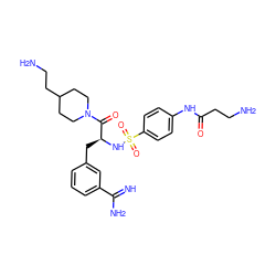 N=C(N)c1cccc(C[C@H](NS(=O)(=O)c2ccc(NC(=O)CCN)cc2)C(=O)N2CCC(CCN)CC2)c1 ZINC000034717903