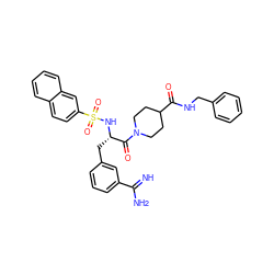 N=C(N)c1cccc(C[C@H](NS(=O)(=O)c2ccc3ccccc3c2)C(=O)N2CCC(C(=O)NCc3ccccc3)CC2)c1 ZINC000027547332