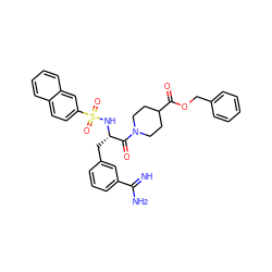 N=C(N)c1cccc(C[C@H](NS(=O)(=O)c2ccc3ccccc3c2)C(=O)N2CCC(C(=O)OCc3ccccc3)CC2)c1 ZINC000027547203