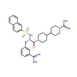 N=C(N)c1cccc(C[C@H](NS(=O)(=O)c2ccc3ccccc3c2)C(=O)N2CCC(C3CCN(C(=N)N)CC3)CC2)c1 ZINC000034717911