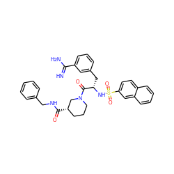 N=C(N)c1cccc(C[C@H](NS(=O)(=O)c2ccc3ccccc3c2)C(=O)N2CCC[C@H](C(=O)NCc3ccccc3)C2)c1 ZINC000027527032