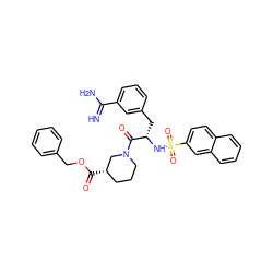 N=C(N)c1cccc(C[C@H](NS(=O)(=O)c2ccc3ccccc3c2)C(=O)N2CCC[C@H](C(=O)OCc3ccccc3)C2)c1 ZINC000027548639