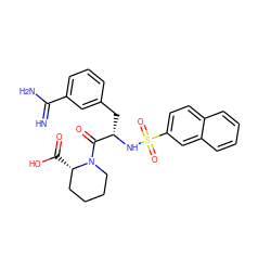 N=C(N)c1cccc(C[C@H](NS(=O)(=O)c2ccc3ccccc3c2)C(=O)N2CCCC[C@@H]2C(=O)O)c1 ZINC000003834144