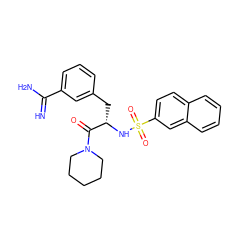 N=C(N)c1cccc(C[C@H](NS(=O)(=O)c2ccc3ccccc3c2)C(=O)N2CCCCC2)c1 ZINC000003834135