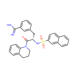 N=C(N)c1cccc(C[C@H](NS(=O)(=O)c2ccc3ccccc3c2)C(=O)N2CCCc3ccccc32)c1 ZINC000003834139