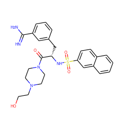 N=C(N)c1cccc(C[C@H](NS(=O)(=O)c2ccc3ccccc3c2)C(=O)N2CCN(CCO)CC2)c1 ZINC000013765416