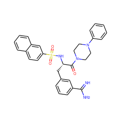 N=C(N)c1cccc(C[C@H](NS(=O)(=O)c2ccc3ccccc3c2)C(=O)N2CCN(c3ccccc3)CC2)c1 ZINC000026833222