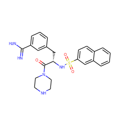 N=C(N)c1cccc(C[C@H](NS(=O)(=O)c2ccc3ccccc3c2)C(=O)N2CCNCC2)c1 ZINC000002043468