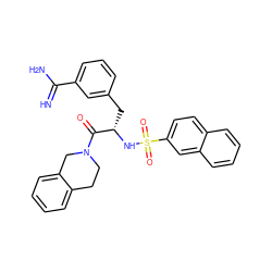 N=C(N)c1cccc(C[C@H](NS(=O)(=O)c2ccc3ccccc3c2)C(=O)N2CCc3ccccc3C2)c1 ZINC000003834129