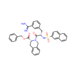 N=C(N)c1cccc(C[C@H](NS(=O)(=O)c2ccc3ccccc3c2)C(=O)N2Cc3ccccc3C[C@@H]2C(=O)OCc2ccccc2)c1 ZINC000003834151