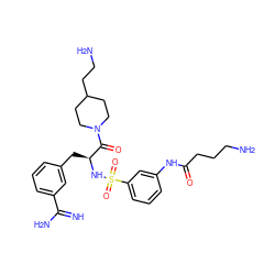 N=C(N)c1cccc(C[C@H](NS(=O)(=O)c2cccc(NC(=O)CCCN)c2)C(=O)N2CCC(CCN)CC2)c1 ZINC000034717895