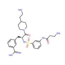 N=C(N)c1cccc(C[C@H](NS(=O)(=O)c2cccc(NC(=O)CCN)c2)C(=O)N2CCC(CCN)CC2)c1 ZINC000034717905