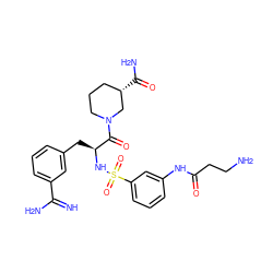 N=C(N)c1cccc(C[C@H](NS(=O)(=O)c2cccc(NC(=O)CCN)c2)C(=O)N2CCC[C@H](C(N)=O)C2)c1 ZINC000049881723