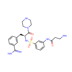 N=C(N)c1cccc(C[C@H](NS(=O)(=O)c2cccc(NC(=O)CCN)c2)C(=O)N2CCNCC2)c1 ZINC000040430684