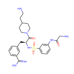 N=C(N)c1cccc(C[C@H](NS(=O)(=O)c2cccc(NC(=O)CN)c2)C(=O)N2CCC(CCN)CC2)c1 ZINC000035953826