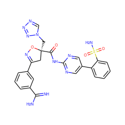 N=C(N)c1cccc(C2=NO[C@@](Cn3cnnn3)(C(=O)Nc3ncc(-c4ccccc4S(N)(=O)=O)cn3)C2)c1 ZINC000026662300