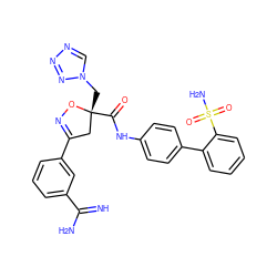 N=C(N)c1cccc(C2=NO[C@](Cn3cnnn3)(C(=O)Nc3ccc(-c4ccccc4S(N)(=O)=O)cc3)C2)c1 ZINC000003985460