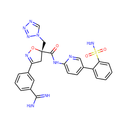 N=C(N)c1cccc(C2=NO[C@](Cn3cnnn3)(C(=O)Nc3ccc(-c4ccccc4S(N)(=O)=O)cn3)C2)c1 ZINC000003950794