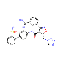 N=C(N)c1cccc(C2=NO[C@H](Cn3cnnn3)[C@H]2C(=O)Nc2ccc(-c3ccccc3S(N)(=O)=O)cc2)c1 ZINC000100852258