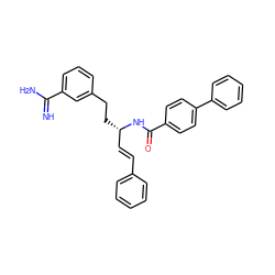 N=C(N)c1cccc(CC[C@@H](/C=C/c2ccccc2)NC(=O)c2ccc(-c3ccccc3)cc2)c1 ZINC000013777701