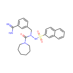 N=C(N)c1cccc(CN(NS(=O)(=O)c2ccc3ccccc3c2)C(=O)N2CCCCCC2)c1 ZINC000000603794