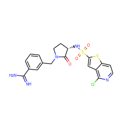 N=C(N)c1cccc(CN2CC[C@H](NS(=O)(=O)c3cc4c(Cl)nccc4s3)C2=O)c1 ZINC000026657037