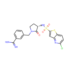 N=C(N)c1cccc(CN2CC[C@H](NS(=O)(=O)c3cc4nc(Cl)ccc4s3)C2=O)c1 ZINC000026651235