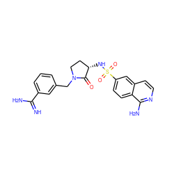 N=C(N)c1cccc(CN2CC[C@H](NS(=O)(=O)c3ccc4c(N)nccc4c3)C2=O)c1 ZINC000026666241