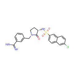 N=C(N)c1cccc(CN2CC[C@H](NS(=O)(=O)c3ccc4cc(Cl)ccc4c3)C2=O)c1 ZINC000013800245