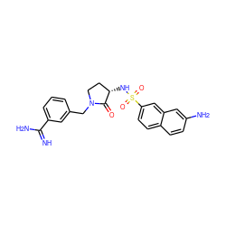 N=C(N)c1cccc(CN2CC[C@H](NS(=O)(=O)c3ccc4ccc(N)cc4c3)C2=O)c1 ZINC000013800251