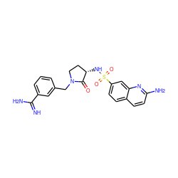 N=C(N)c1cccc(CN2CC[C@H](NS(=O)(=O)c3ccc4ccc(N)nc4c3)C2=O)c1 ZINC000026660057