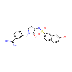 N=C(N)c1cccc(CN2CC[C@H](NS(=O)(=O)c3ccc4ccc(O)cc4c3)C2=O)c1 ZINC000013800248