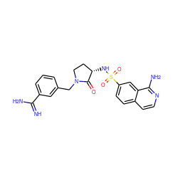 N=C(N)c1cccc(CN2CC[C@H](NS(=O)(=O)c3ccc4ccnc(N)c4c3)C2=O)c1 ZINC000026656936