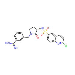 N=C(N)c1cccc(CN2CC[C@H](NS(=O)(=O)c3ccc4nc(Cl)ccc4c3)C2=O)c1 ZINC000026663497