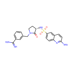 N=C(N)c1cccc(CN2CC[C@H](NS(=O)(=O)c3ccc4nc(N)ccc4c3)C2=O)c1 ZINC000026666246