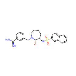 N=C(N)c1cccc(CN2CCCC[C@H](NS(=O)(=O)c3ccc4ccccc4c3)C2=O)c1 ZINC000013800229