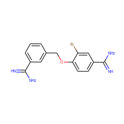 N=C(N)c1cccc(COc2ccc(C(=N)N)cc2Br)c1 ZINC000096910522