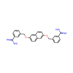 N=C(N)c1cccc(COc2ccc3cc(OCc4cccc(C(=N)N)c4)ccc3c2)c1 ZINC000169330786