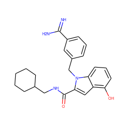 N=C(N)c1cccc(Cn2c(C(=O)NCC3CCCCC3)cc3c(O)cccc32)c1 ZINC000003831845