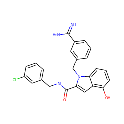 N=C(N)c1cccc(Cn2c(C(=O)NCc3cccc(Cl)c3)cc3c(O)cccc32)c1 ZINC000003831863