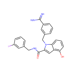 N=C(N)c1cccc(Cn2c(C(=O)NCc3cccc(I)c3)cc3c(O)cccc32)c1 ZINC000003831910