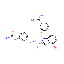 N=C(N)c1cccc(Cn2c(C(=O)NCc3cccc(NC(N)=O)c3)cc3c(O)cccc32)c1 ZINC000003831877