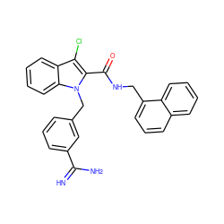 N=C(N)c1cccc(Cn2c(C(=O)NCc3cccc4ccccc34)c(Cl)c3ccccc32)c1 ZINC000003831897