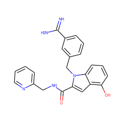 N=C(N)c1cccc(Cn2c(C(=O)NCc3ccccn3)cc3c(O)cccc32)c1 ZINC000003831869