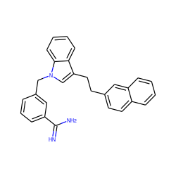 N=C(N)c1cccc(Cn2cc(CCc3ccc4ccccc4c3)c3ccccc32)c1 ZINC000013800220