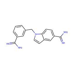 N=C(N)c1cccc(Cn2ccc3cc(C(=N)N)ccc32)c1 ZINC000026746130