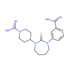 N=C(N)c1cccc(N2CCCCN(C3CCN(C(=N)N)CC3)C2=O)c1 ZINC000026654023