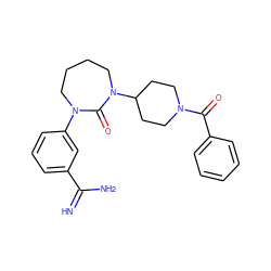 N=C(N)c1cccc(N2CCCCN(C3CCN(C(=O)c4ccccc4)CC3)C2=O)c1 ZINC000026826922