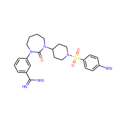 N=C(N)c1cccc(N2CCCCN(C3CCN(S(=O)(=O)c4ccc(N)cc4)CC3)C2=O)c1 ZINC000026823600