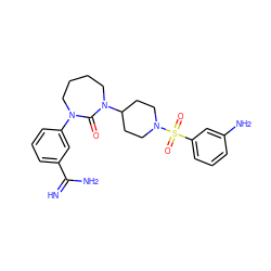 N=C(N)c1cccc(N2CCCCN(C3CCN(S(=O)(=O)c4cccc(N)c4)CC3)C2=O)c1 ZINC000026482434